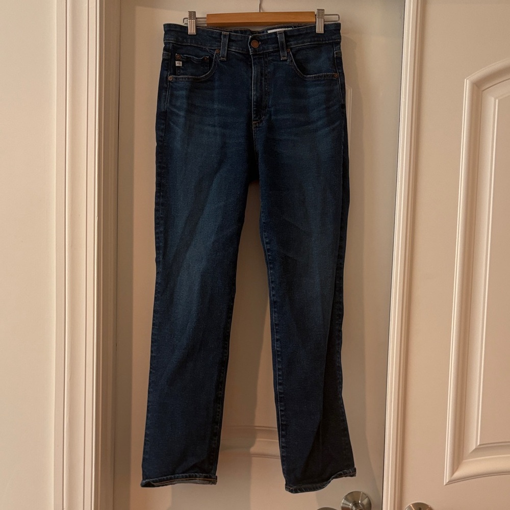 AG Adriano Goldschmied Dark Blue Saige high rise Straight Leg Jeans 29